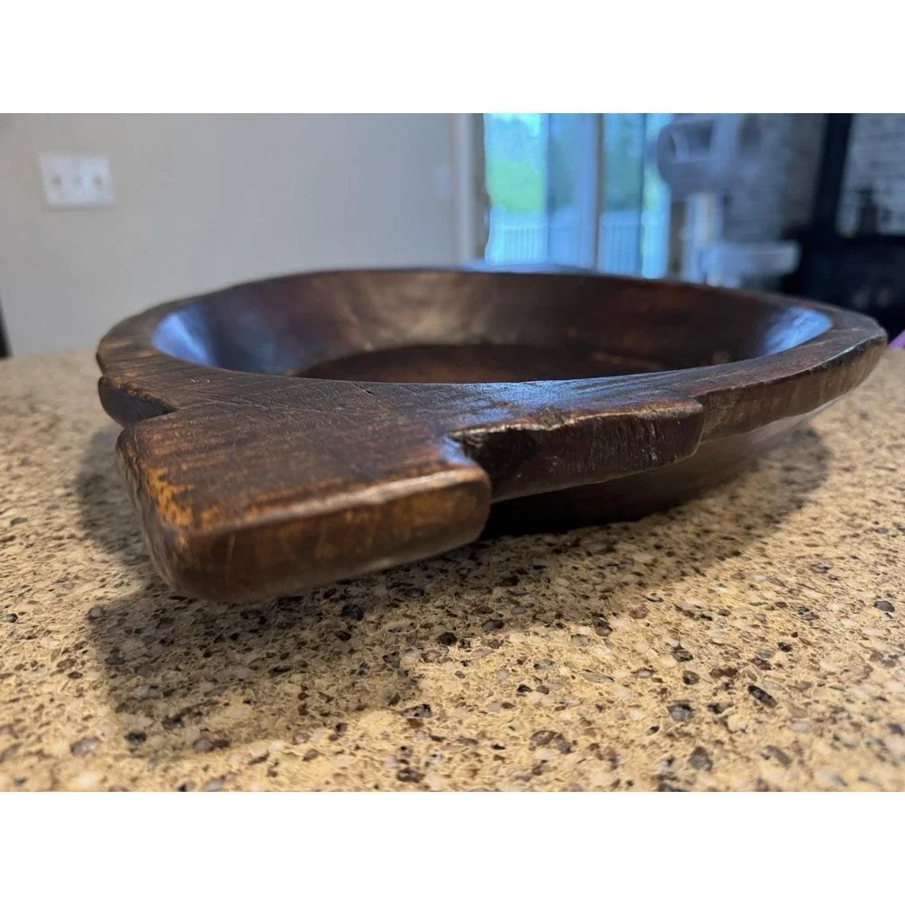 Primitive Parat Chapati Wooden Dough Kneading Bowl Hand Carved Rustic